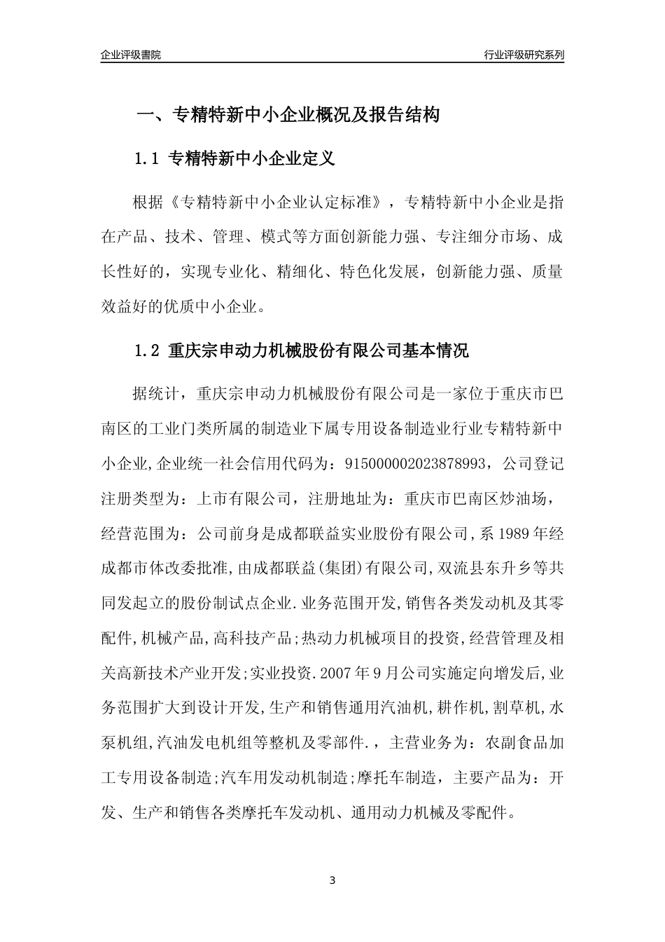 [专精特新]重庆宗申动力机械股份有限公司行业竞争力评级分析报告(2023版)_第3页