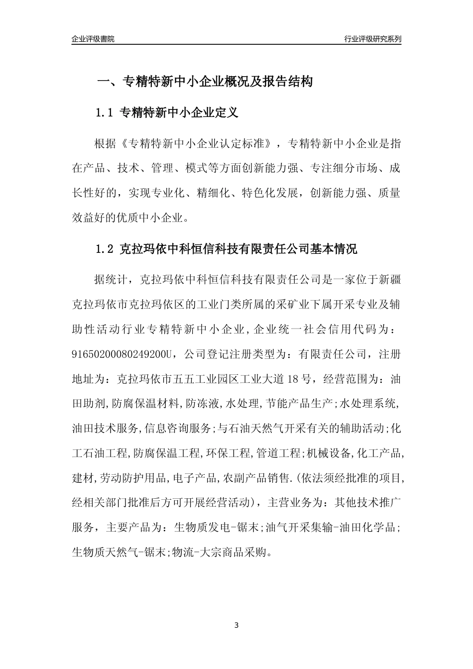 [专精特新]克拉玛依中科恒信科技有限责任公司行业竞争力评级分析报告(2023版)_第3页