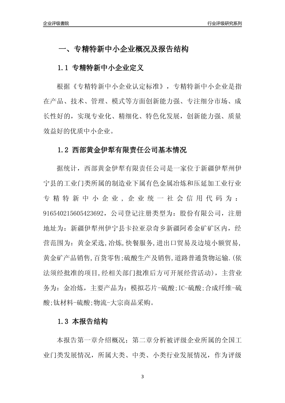 [专精特新]西部黄金伊犁有限责任公司行业竞争力评级分析报告(2023版)_第3页