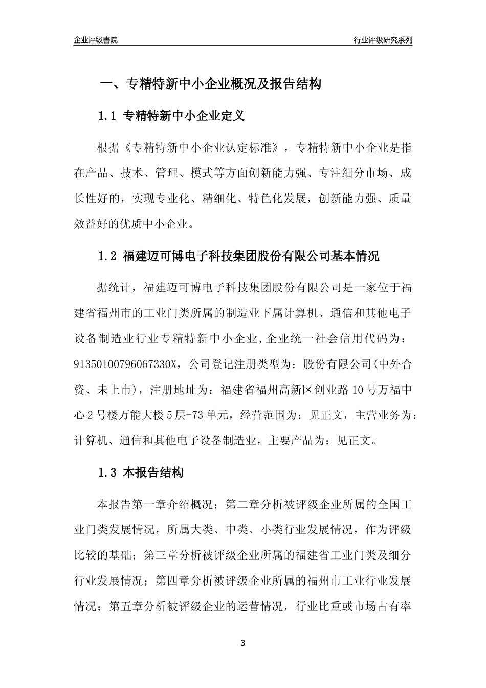 [专精特新]福建迈可博电子科技集团股份有限公司行业竞争力评级分析报告(2023版)_第3页