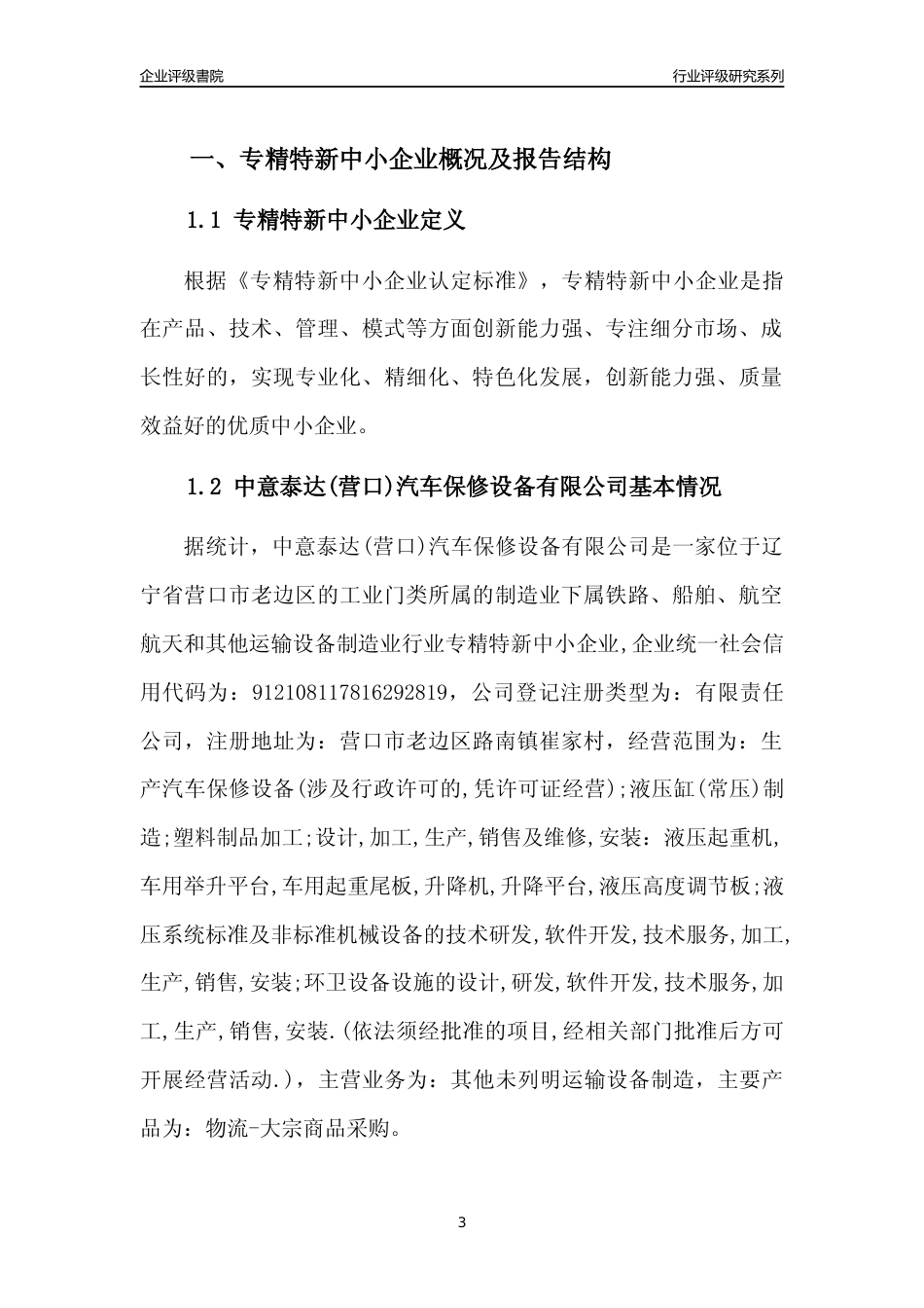 [专精特新]中意泰达(营口)汽车保修设备有限公司行业竞争力评级分析报告(2023版)_第3页