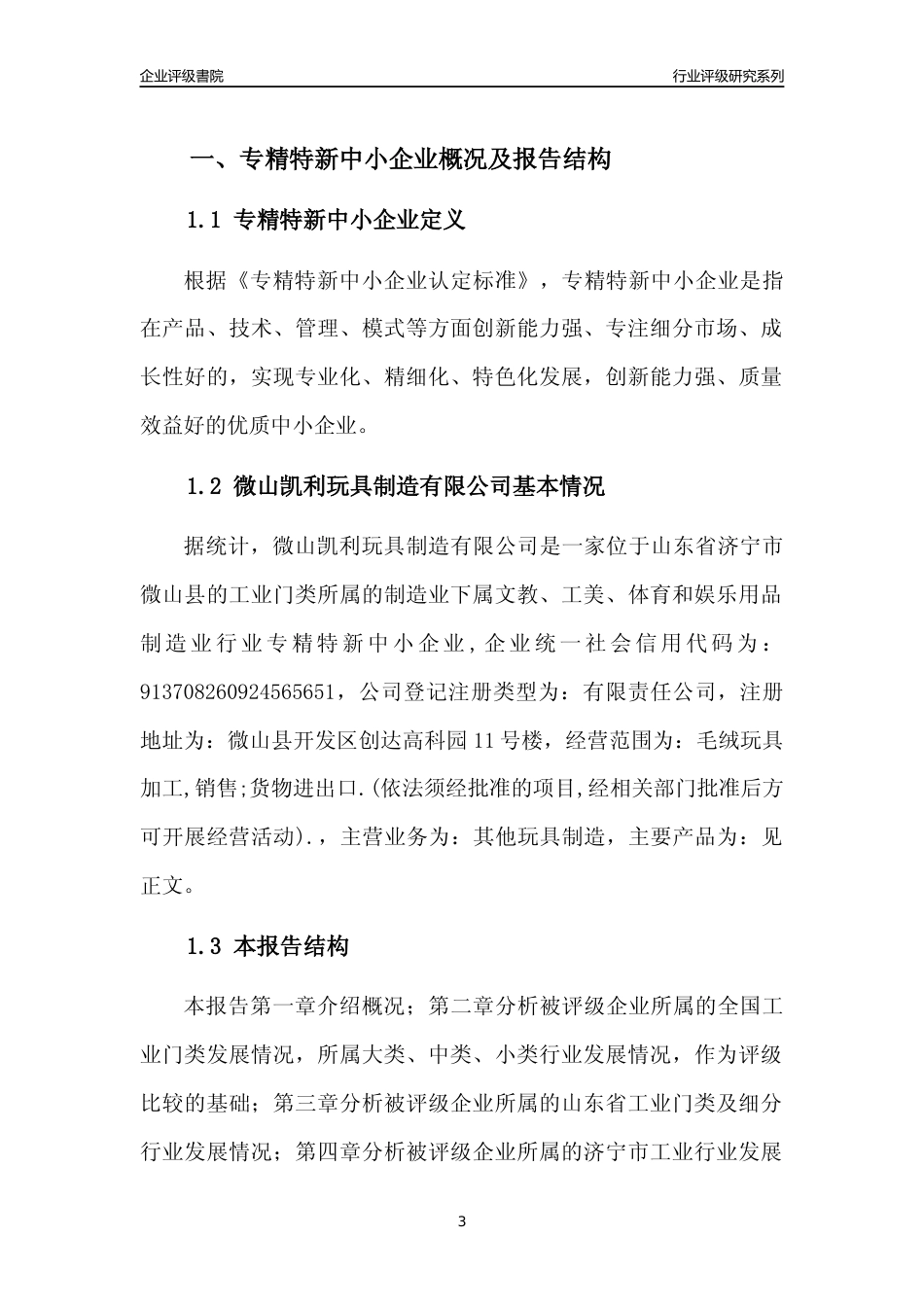 [专精特新]微山凯利玩具制造有限公司行业竞争力评级分析报告(2023版)_第3页