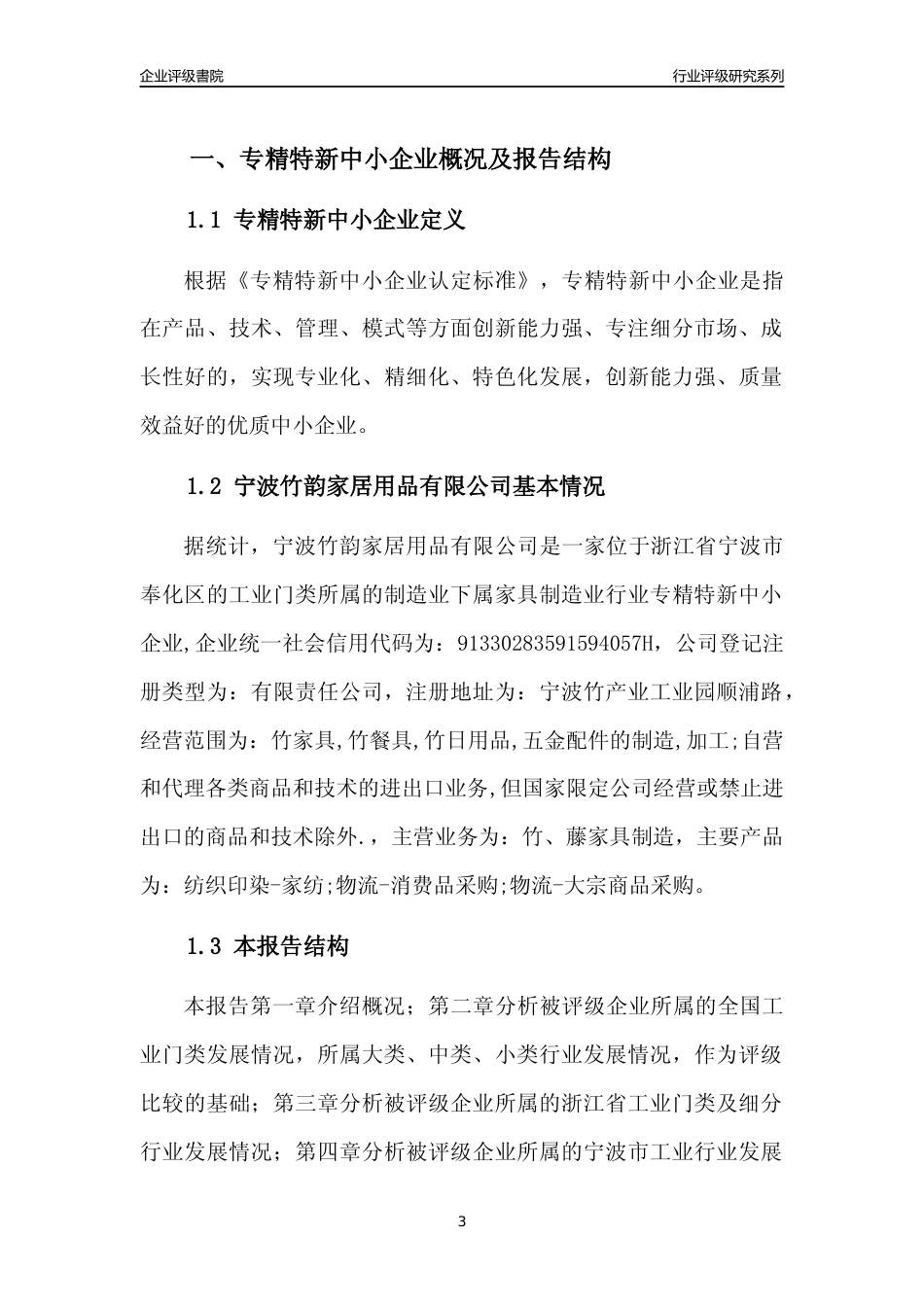 [专精特新]宁波竹韵家居用品有限公司行业竞争力评级分析报告(2023版)_第3页