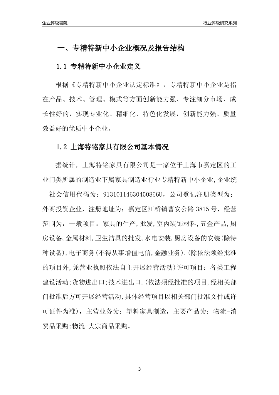 [专精特新]上海特铭家具有限公司行业竞争力评级分析报告(2023版)_第3页