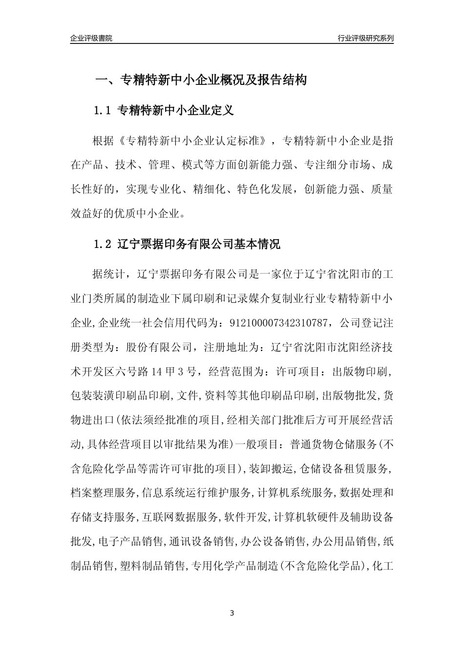 [专精特新]辽宁票据印务有限公司行业竞争力评级分析报告(2023版)_第3页