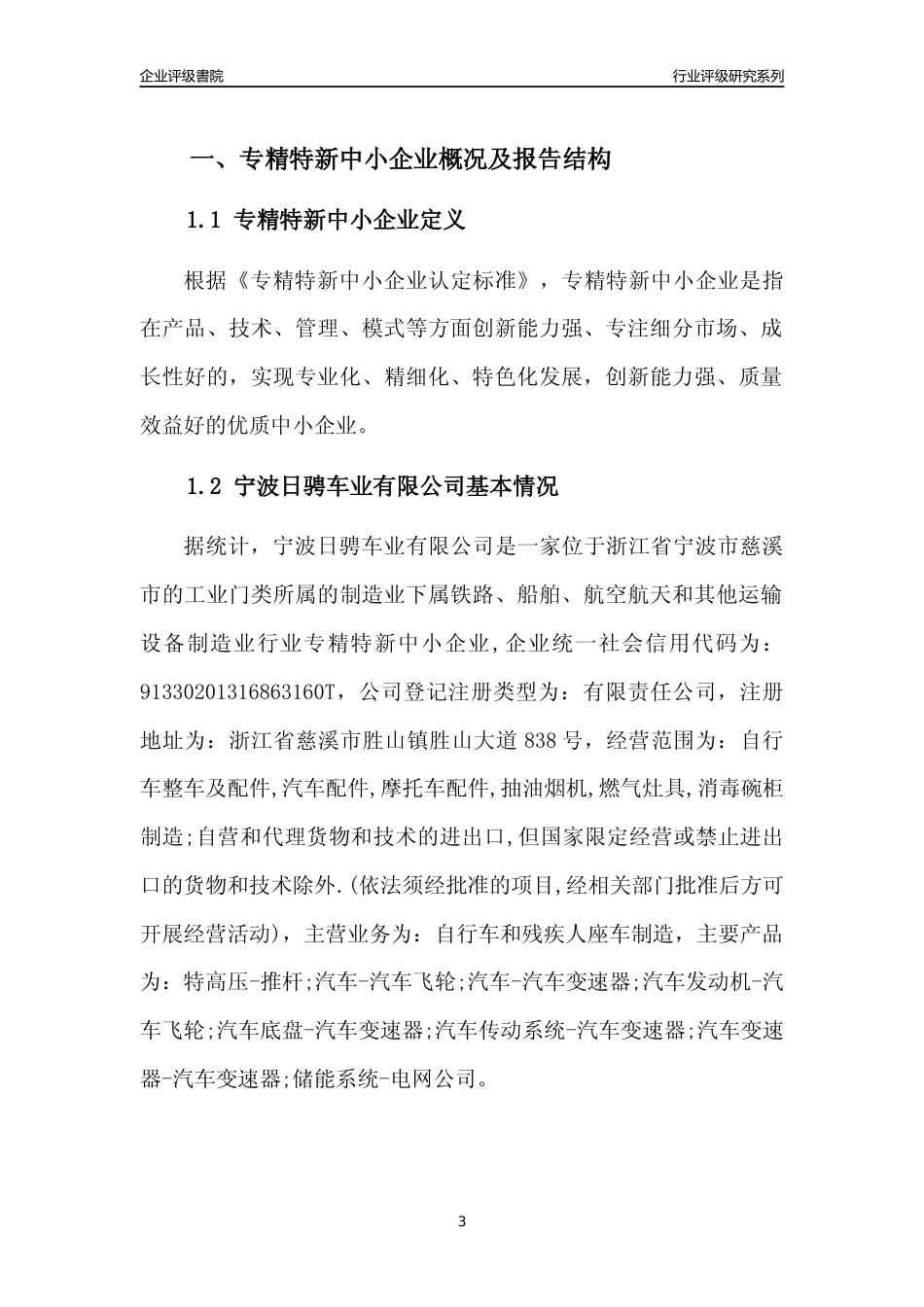 [专精特新]宁波日骋车业有限公司行业竞争力评级分析报告(2023版)_第3页