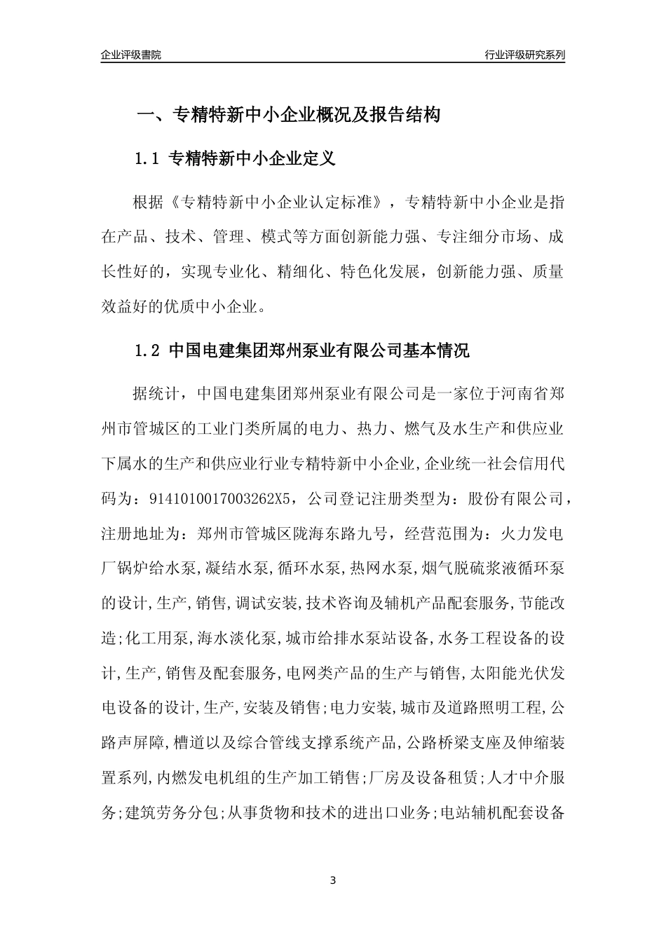 [专精特新]中国电建集团郑州泵业有限公司行业竞争力评级分析报告(2023版)_第3页