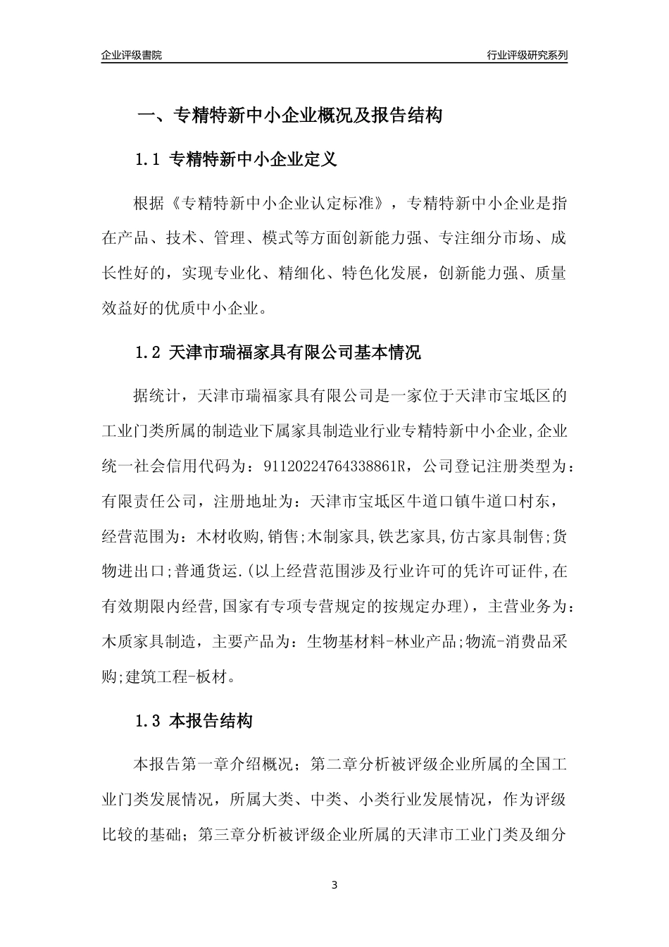 [专精特新]天津市瑞福家具有限公司行业竞争力评级分析报告(2023版)_第3页