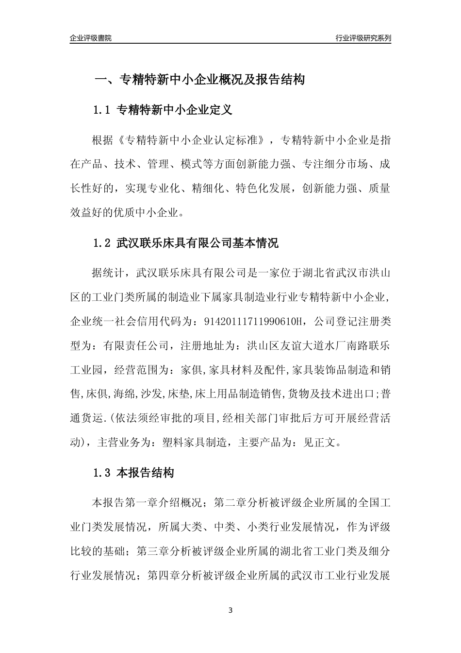 [专精特新]武汉联乐床具有限公司行业竞争力评级分析报告(2023版)_第3页