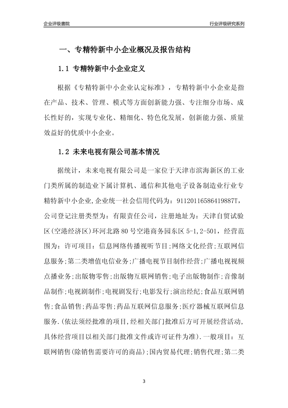 [专精特新]未来电视有限公司行业竞争力评级分析报告(2023版)_第3页