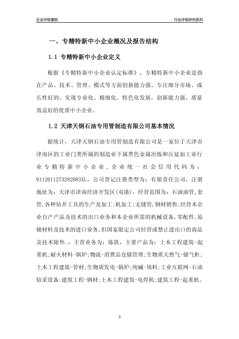 [专精特新]天津天钢石油专用管制造有限公司行业竞争力评级分析报告(2023版)_第3页