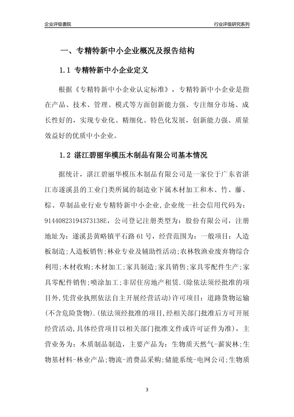[专精特新]湛江碧丽华模压木制品有限公司行业竞争力评级分析报告(2023版)_第3页