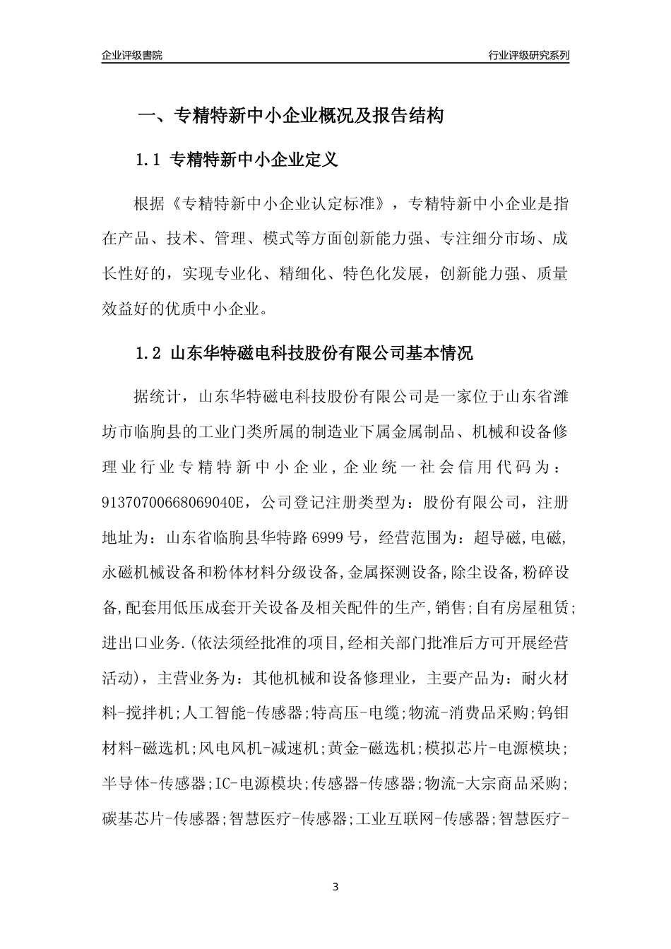 [专精特新]山东华特磁电科技股份有限公司行业竞争力评级分析报告(2023版)_第3页