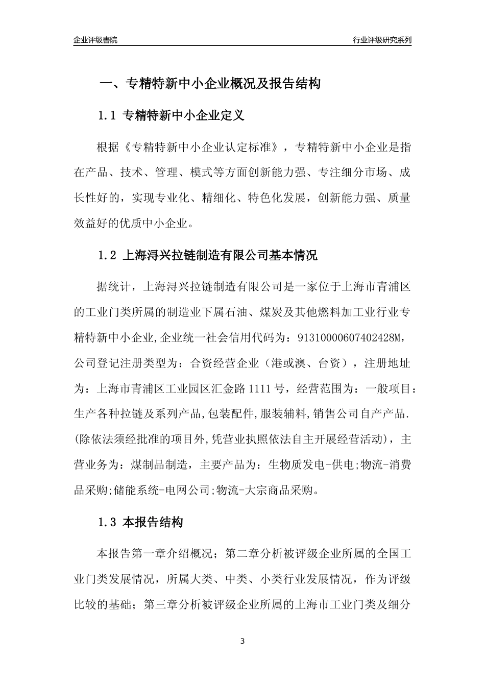 [专精特新]上海浔兴拉链制造有限公司行业竞争力评级分析报告(2023版)_第3页