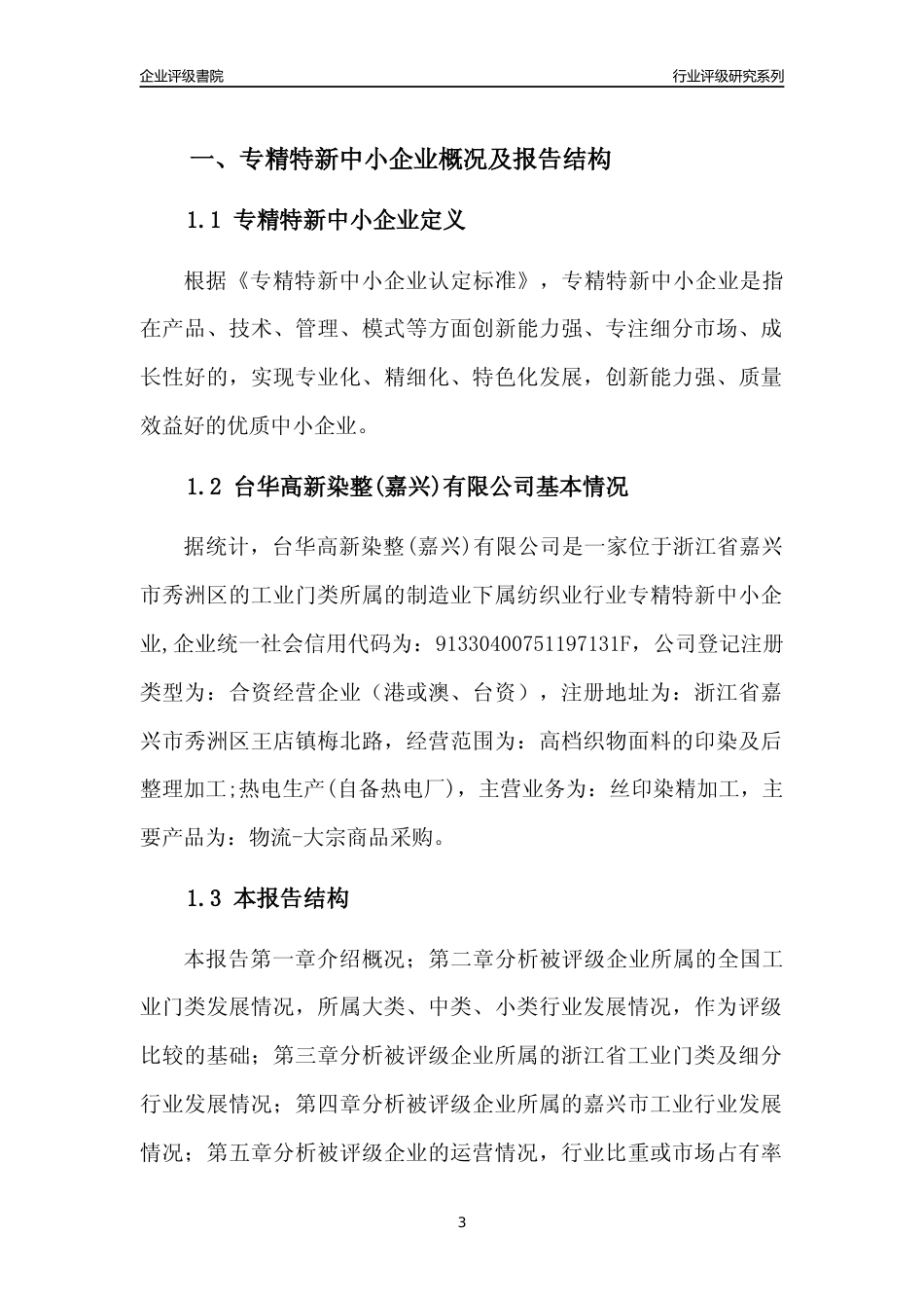 [专精特新]台华高新染整(嘉兴)有限公司行业竞争力评级分析报告(2023版)_第3页
