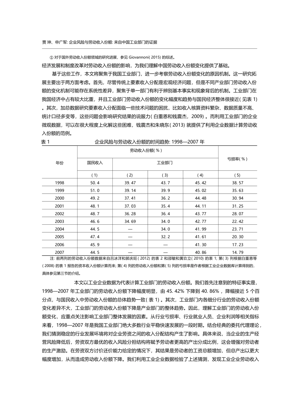 企业风险与劳动收入份额_来自中国工业部门的证据_贾珅_第2页