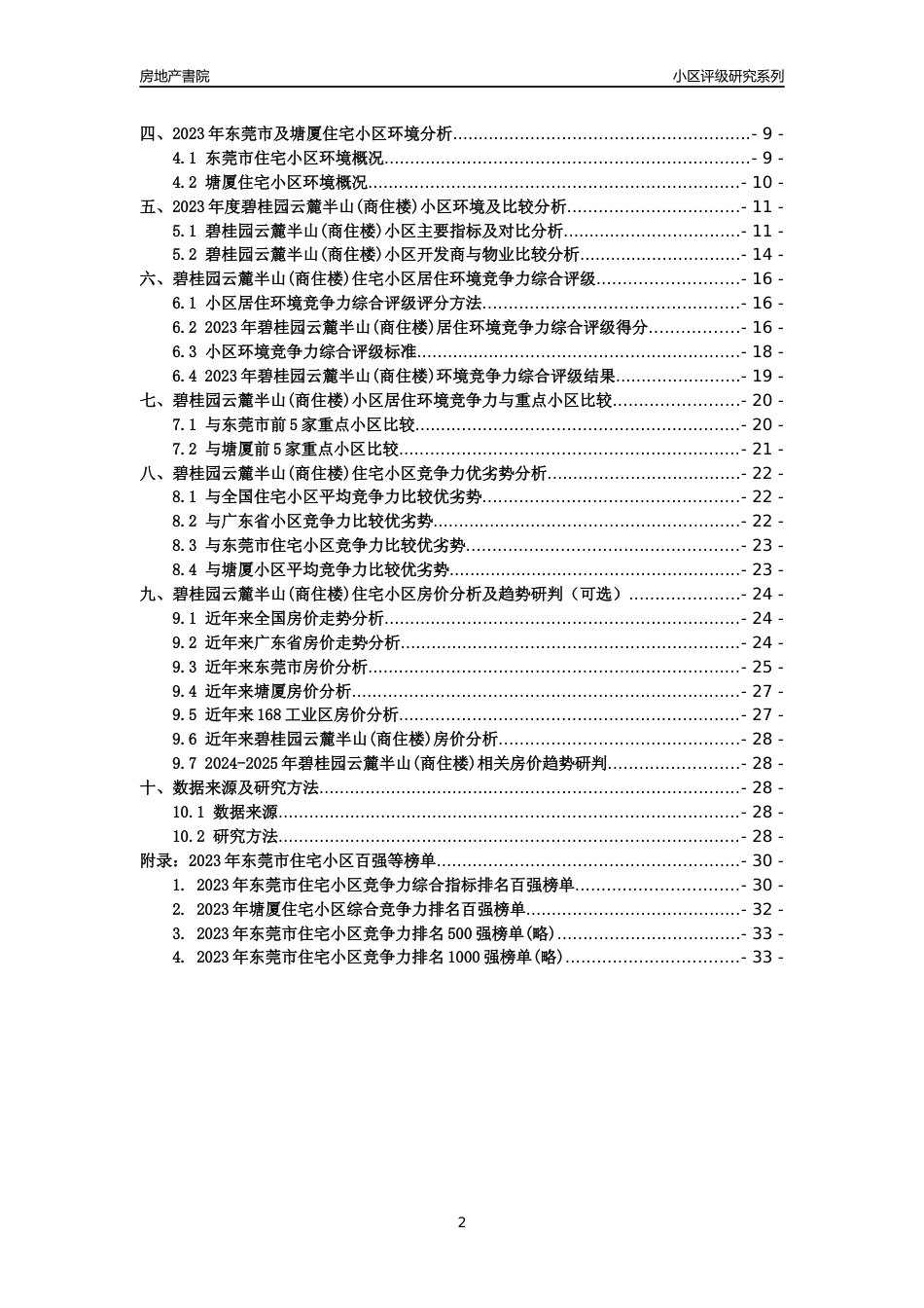 [小区点评]碧桂园云麓半山(商住楼)(东莞塘厦)小区居住环境竞争力评级及房价趋势分析报告(2024版)_第2页