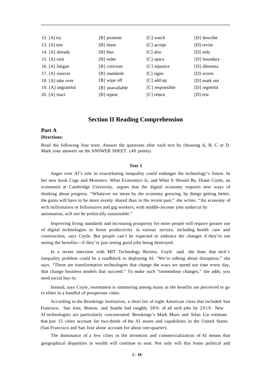 [考研真题]2024年考研英语二真题试卷_第2页