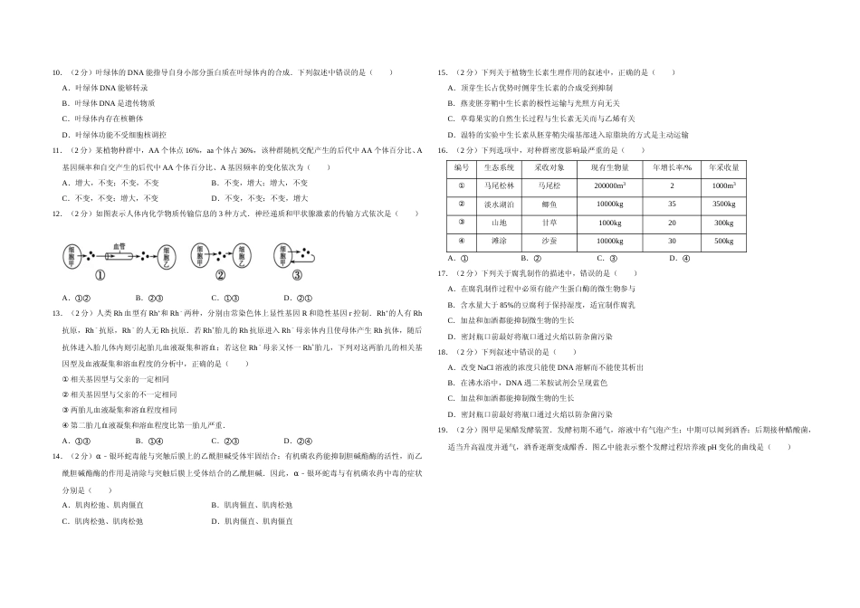 [高考真题]2008年江苏省高考生物试卷 _第2页