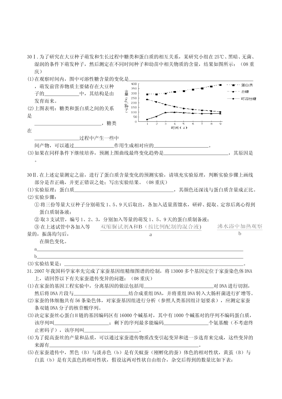 [高考真题]2008年高考重庆高考理综生物试题及答案_第2页