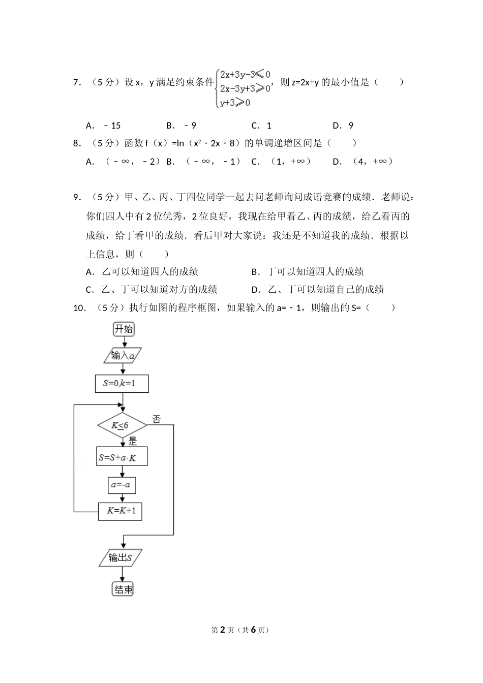[高考真题]2017年全国统一高考数学试卷(文科)(新课标II)真题_第2页