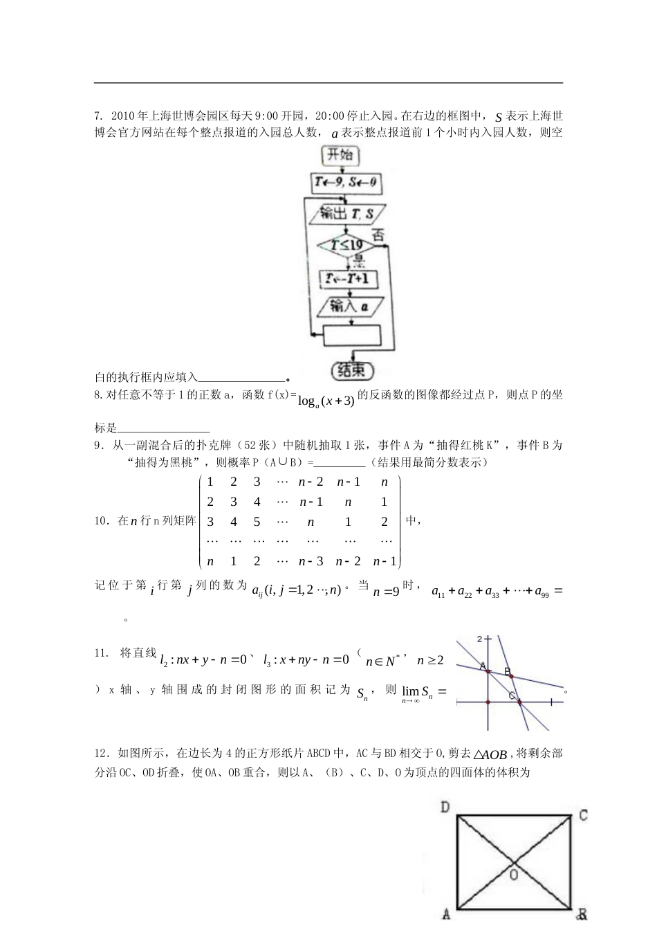 [高考真题]2010年上海高考数学真题(理科)试卷答案解析_第2页