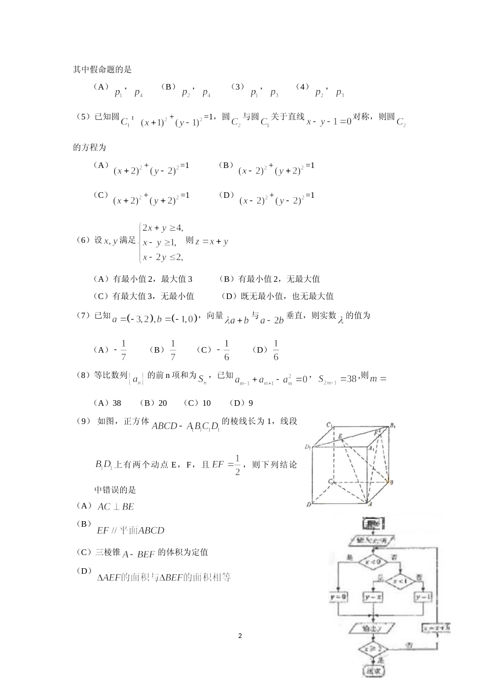 [高考真题]2009年海南省高考数学真题(文科)_第2页