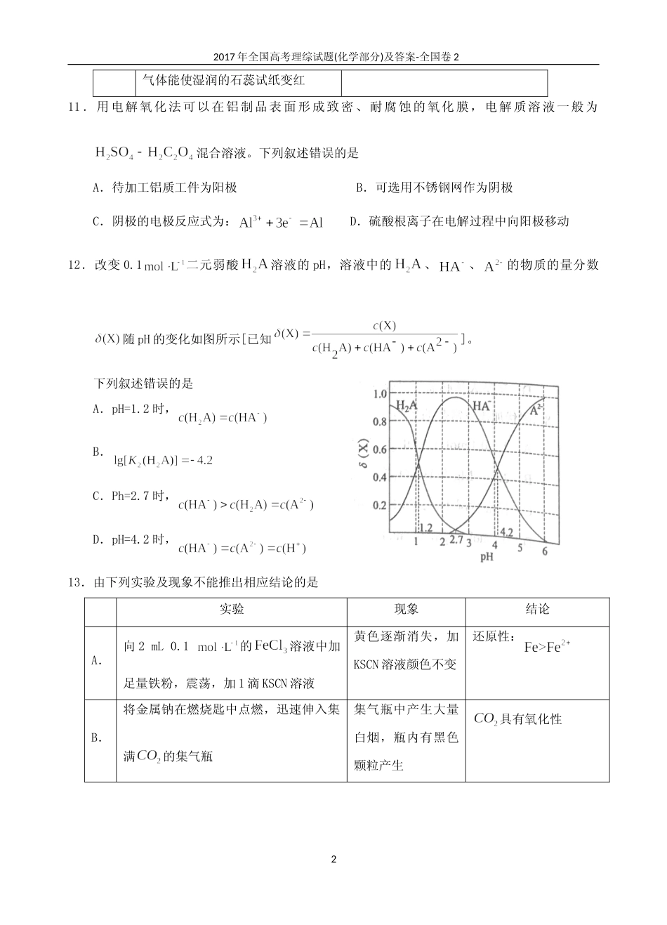 [高考真题]2017年高考重庆市化学卷真题及答案_第2页