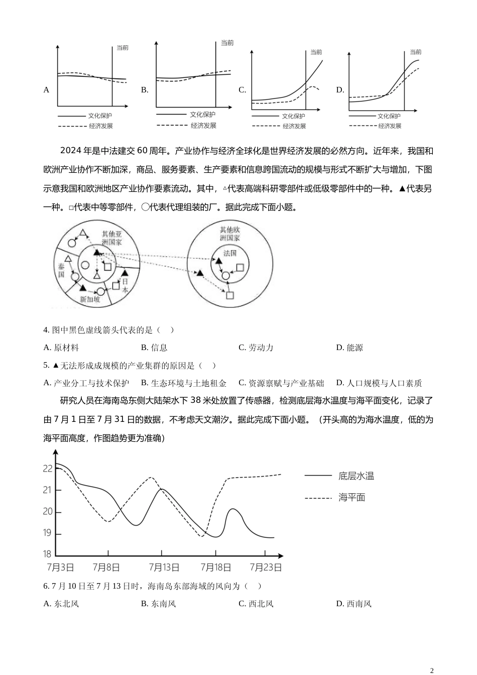 [高考真题]2024年福建省高考地理真题_第2页