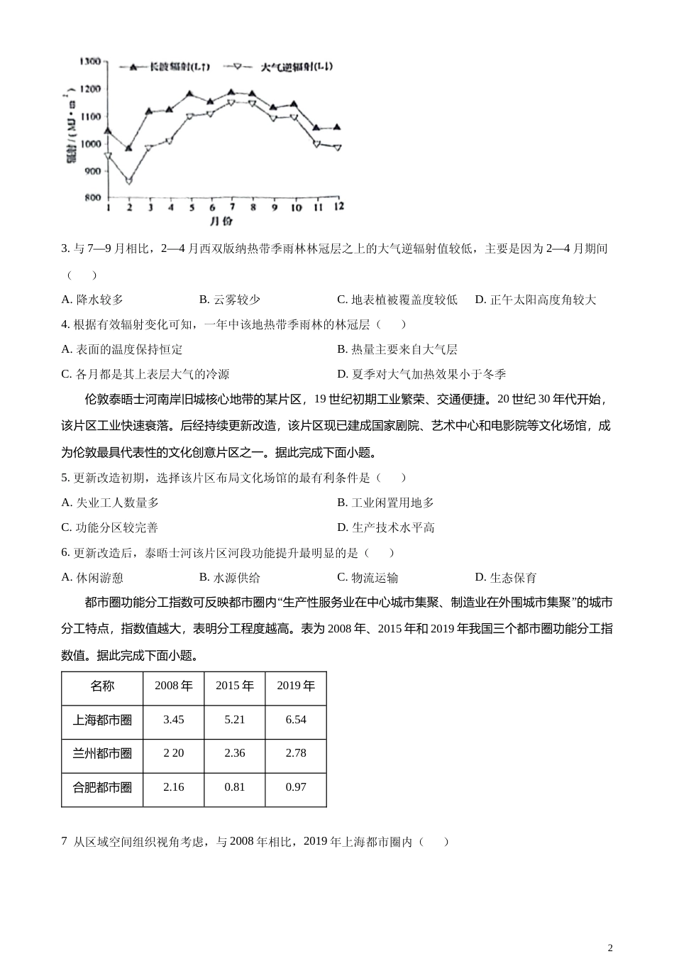 [高考真题]2024年广东省高考地理真题_第2页