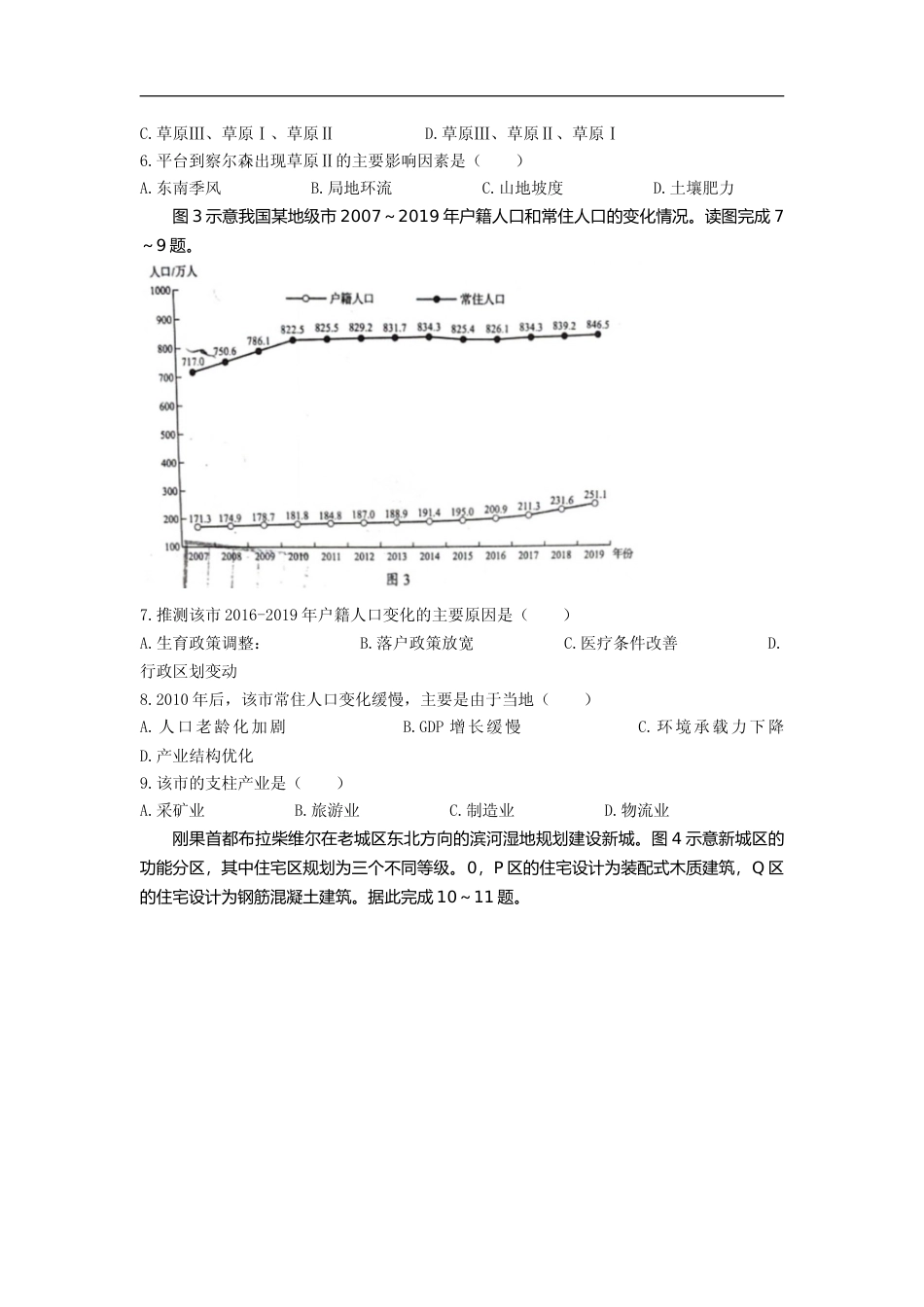 [高考真题]2021年高考真题 地理(山东卷)真题_第3页