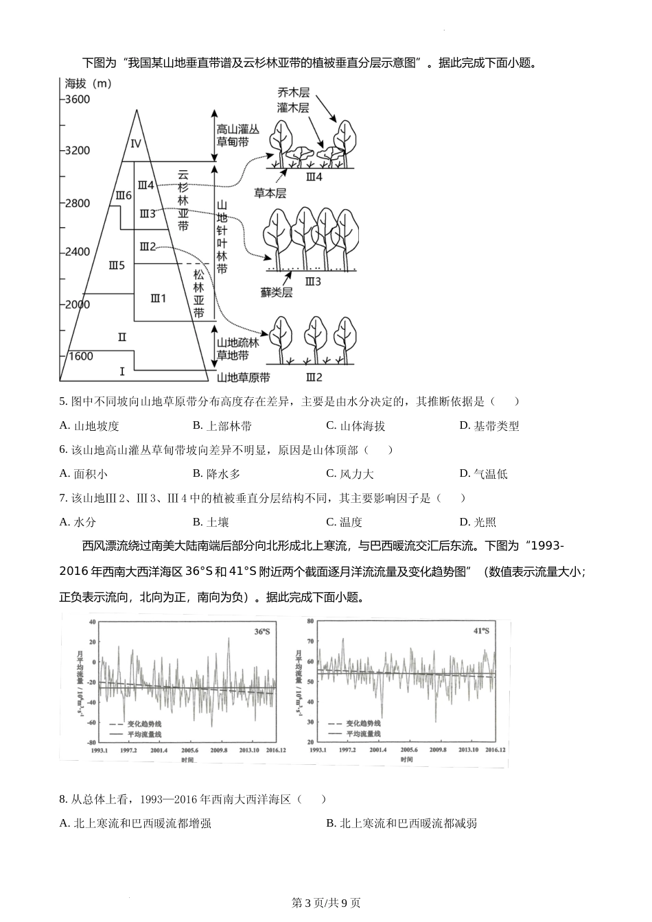 [高考真题]2023年新高考江苏卷地理真题_第3页