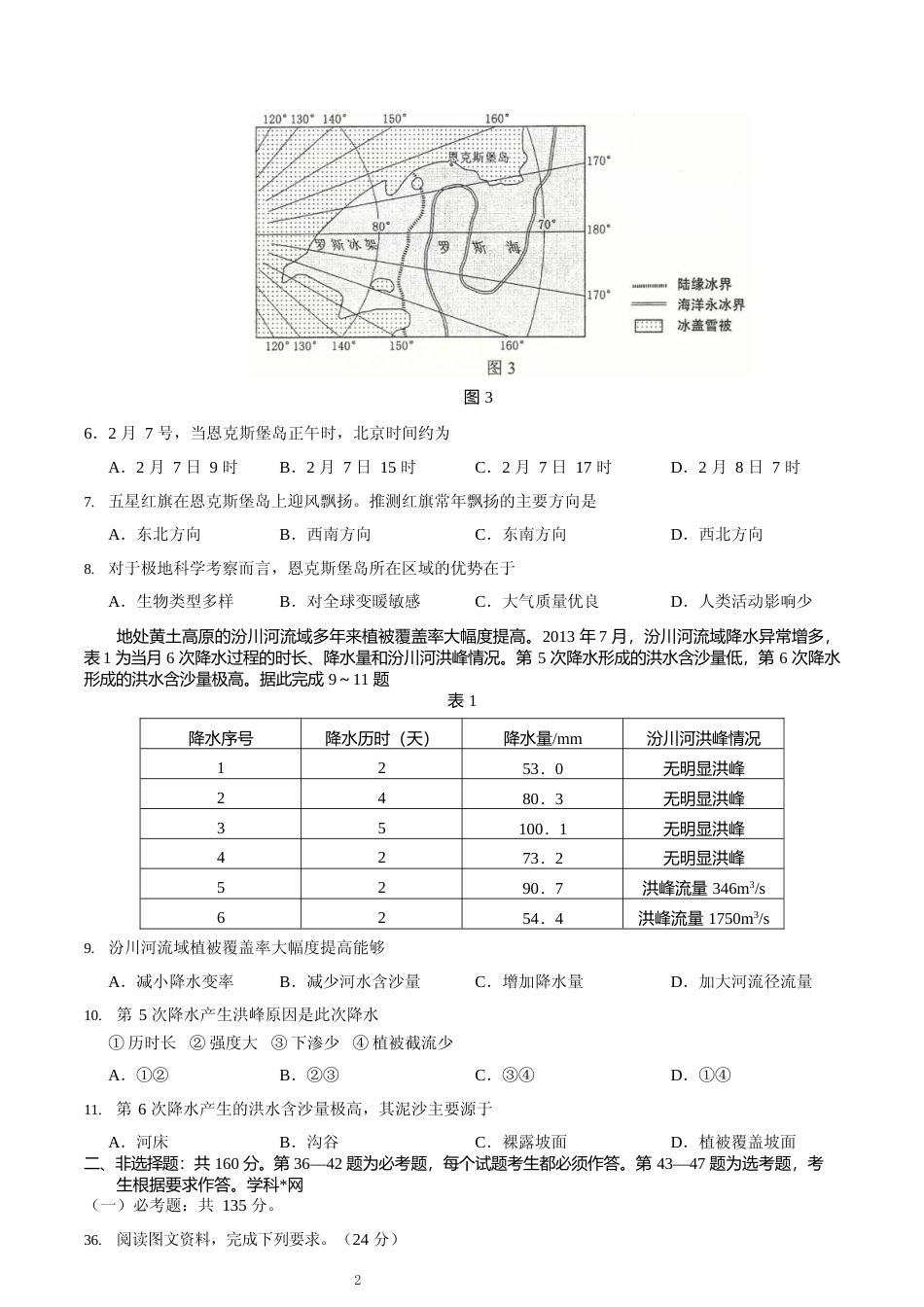 [高考真题]2018年普通高等学校招生全国统一考试陕西地理真题答案_第2页