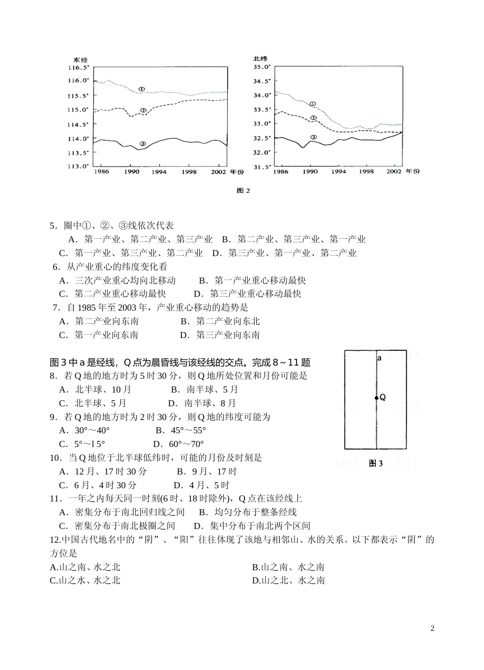 [高考真题]2008年普通高等学校招生全国统一考试陕西地理真题答案_第2页
