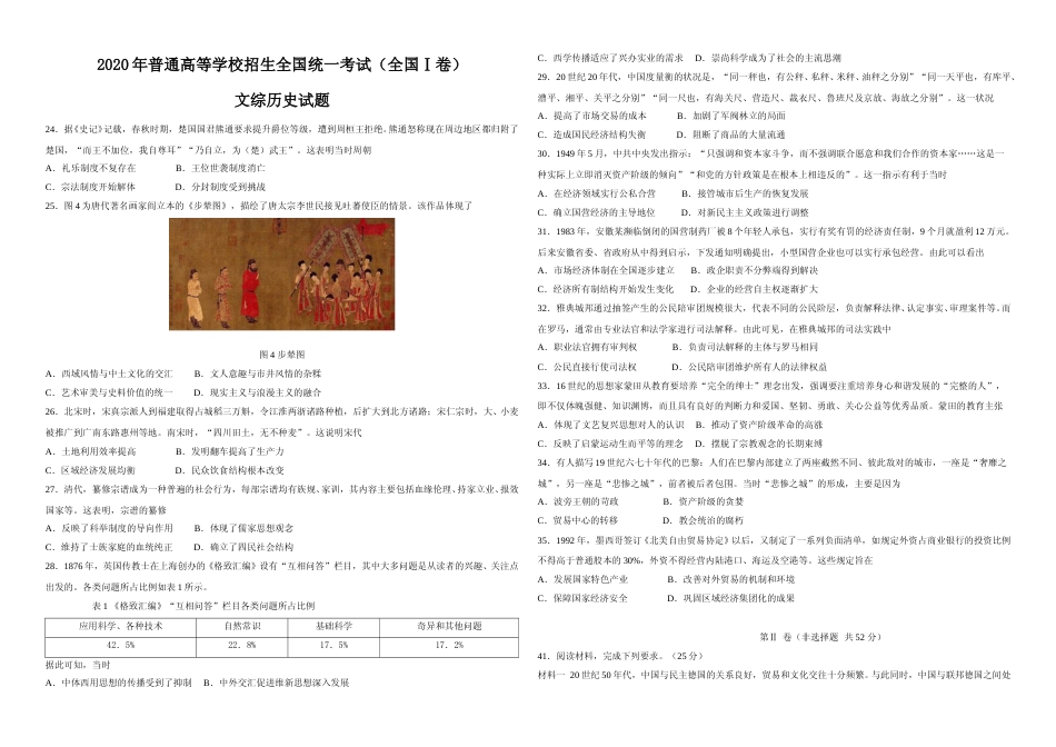 [高考真题]2020年广东高考历史试题及答案_第1页