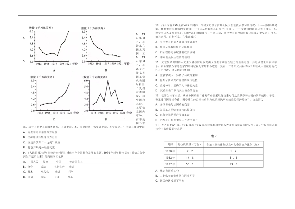 [高考真题]2021年高考真题 历史(山东卷)真题_第2页