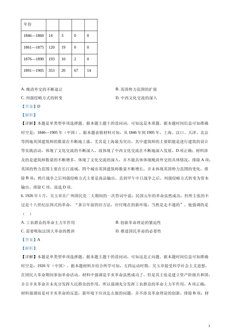 [高考真题]2024年山东高考历史真题解析_第3页