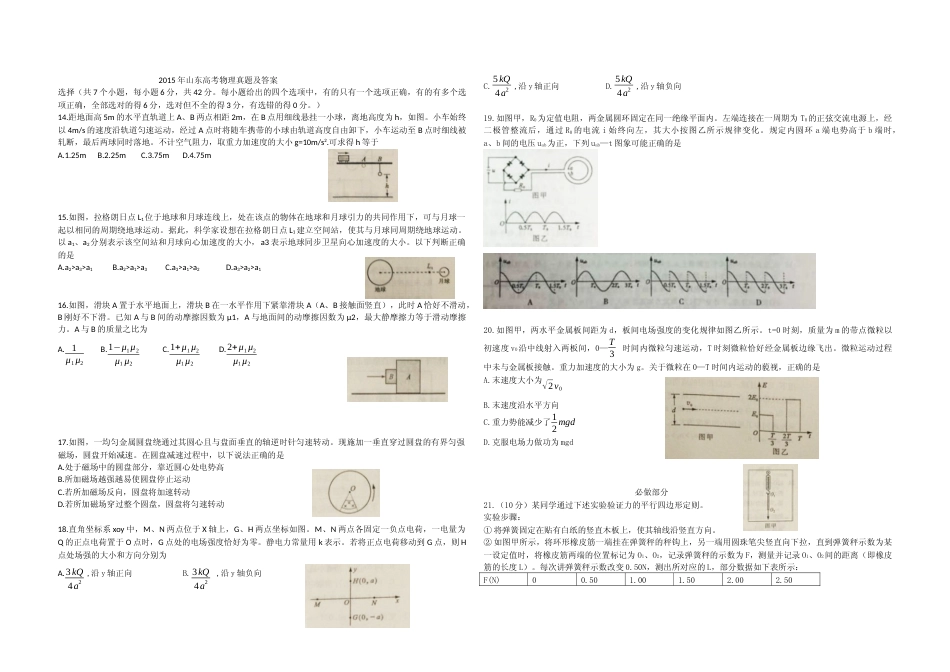 [高考真题]2015年高考真题 物理(山东卷)真题_第1页