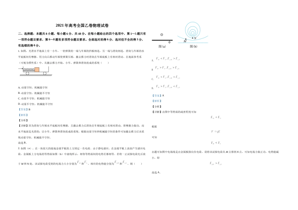 [高考真题]2021年全国统一高考物理试卷(新课标ⅰ)真题解析_第1页
