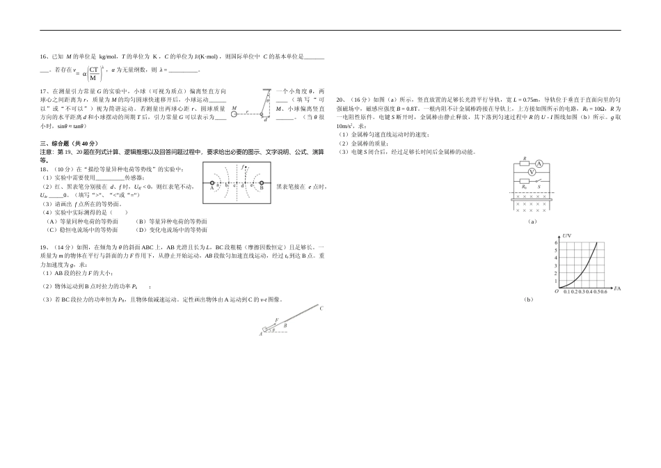 [高考真题]2021年上海市高考物理试题_第2页