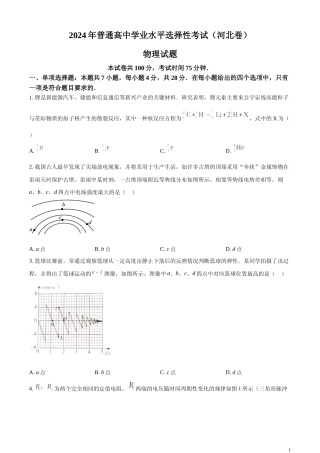 [高考真题]2024年高考河北卷物理真题真题