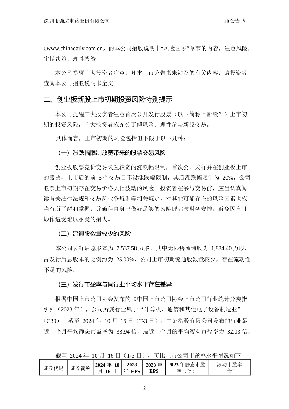 强达电路：首次公开发行股票并在创业板上市之上市公告书_第3页