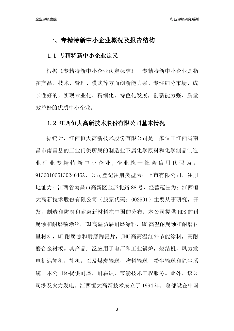 [专精特新]江西恒大高新技术股份有限公司行业竞争力评级分析报告(2023版)_第3页
