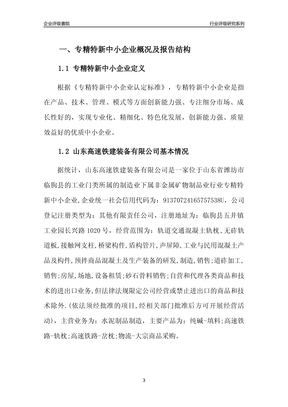 [专精特新]山东高速铁建装备有限公司行业竞争力评级分析报告(2023版)_第3页