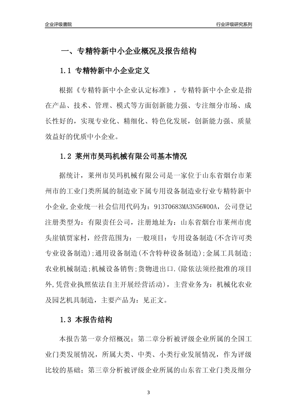 [专精特新]2022年莱州市昊玛机械有限公司行业竞争力评级分析报告(2023版).docx_第3页