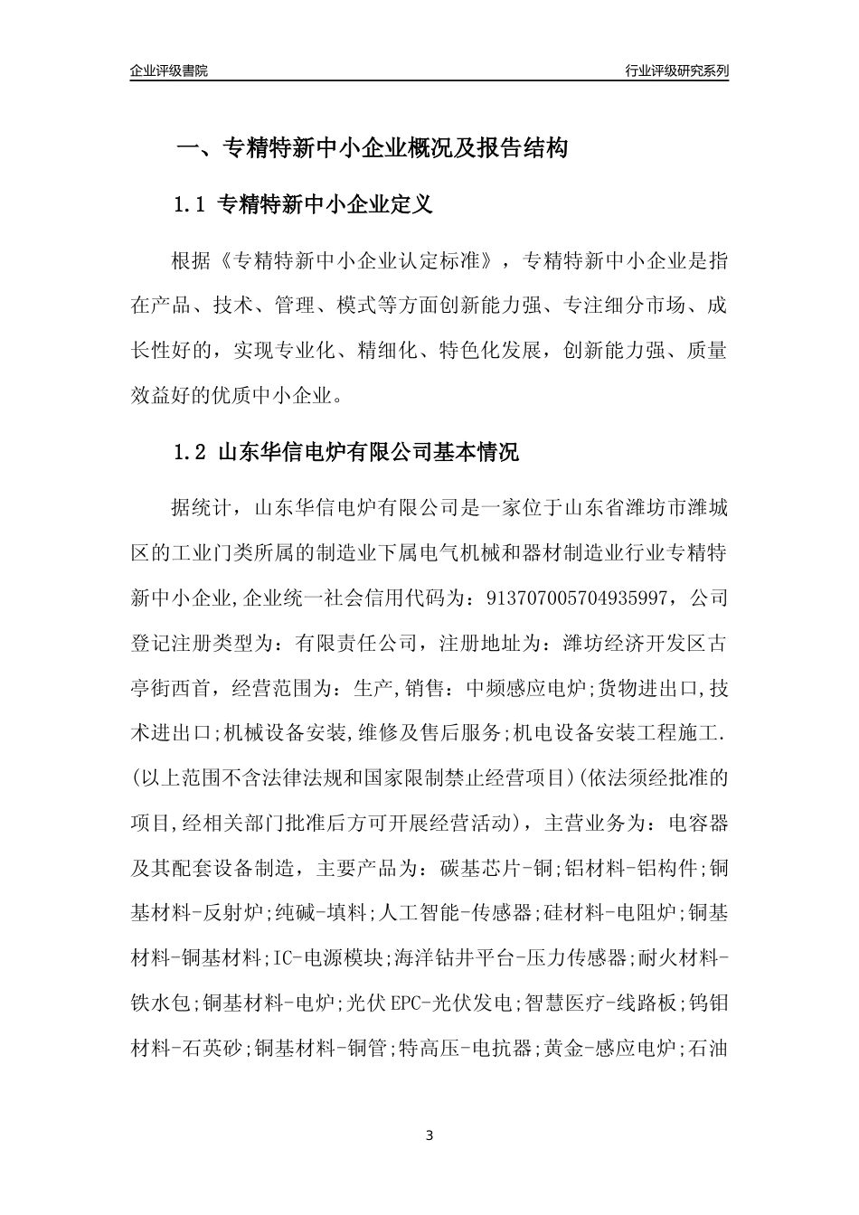 [专精特新]2022年山东华信电炉有限公司行业竞争力评级分析报告(2023版).docx_第3页