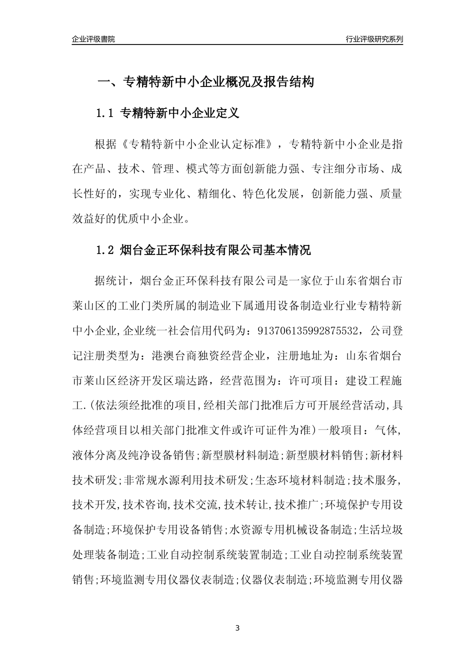 [专精特新]2022年烟台金正环保科技有限公司行业竞争力评级分析报告(2023版).docx_第3页