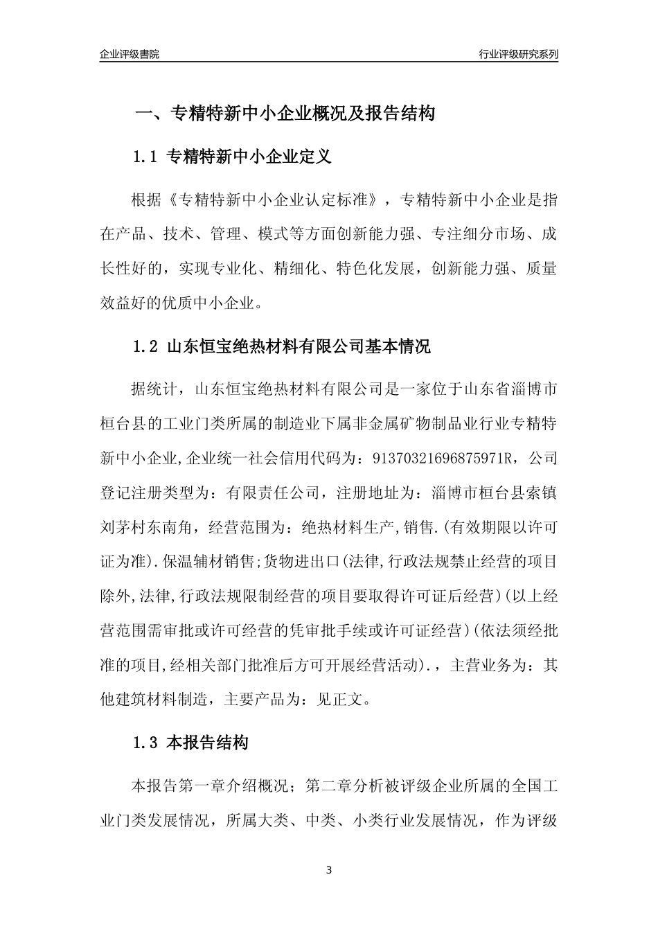 [专精特新]2022年山东恒宝绝热材料有限公司行业竞争力评级分析报告(2023版).docx_第3页