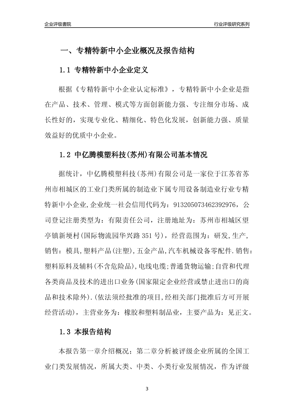 [专精特新]中亿腾模塑科技(苏州)有限公司行业竞争力评级分析报告(2023版).docx_第3页