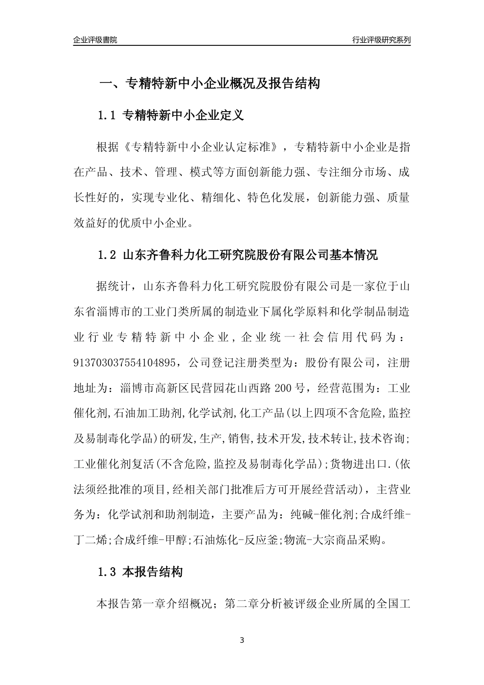 [专精特新]山东齐鲁科力化工研究院股份有限公司行业竞争力评级分析报告(2023版).docx_第3页